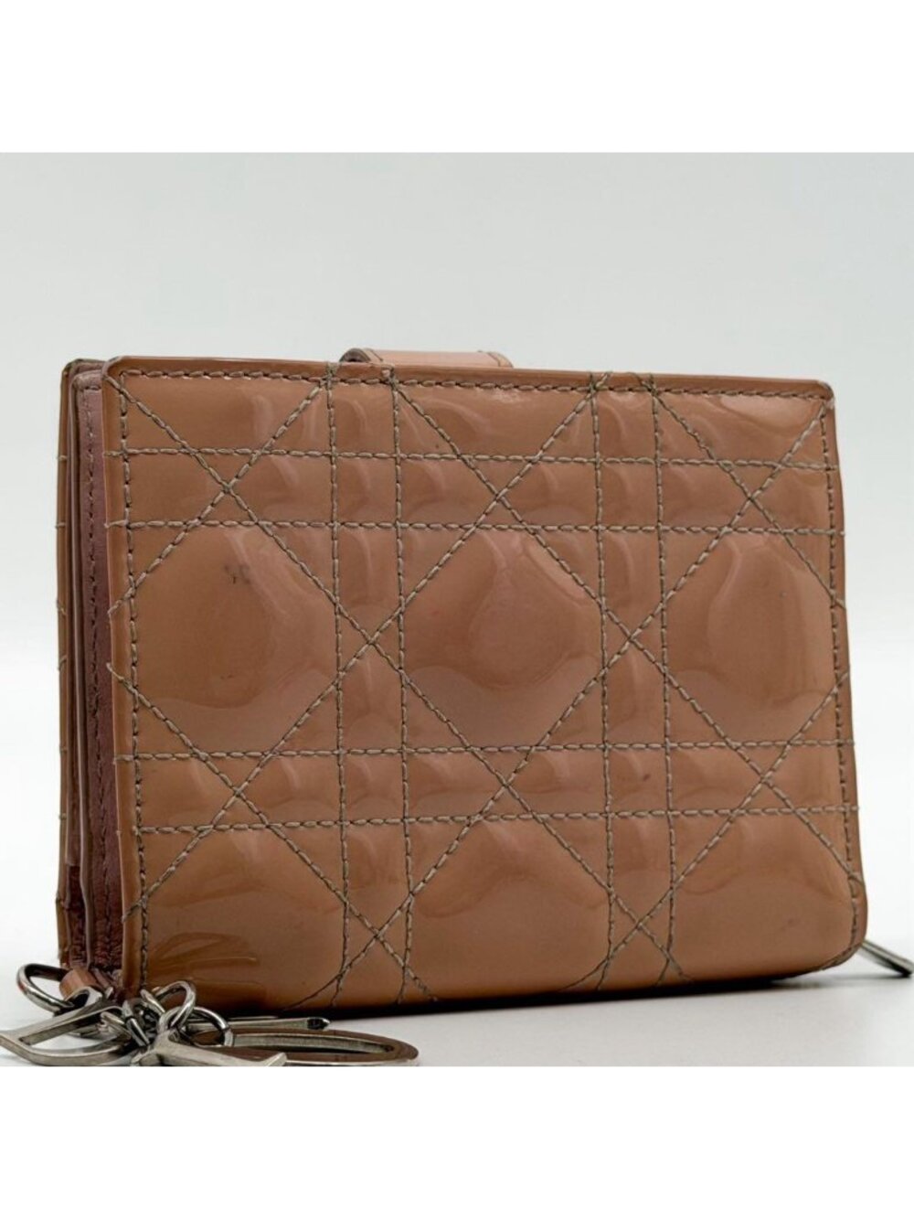 Dior Lady Dior Cannage Lotus Wallet Patent Pink - Picture 11 of 11